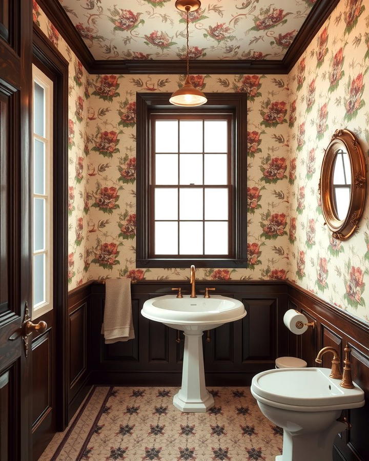 Floral Wallpaper - 25 Victorian Bathroom Ideas