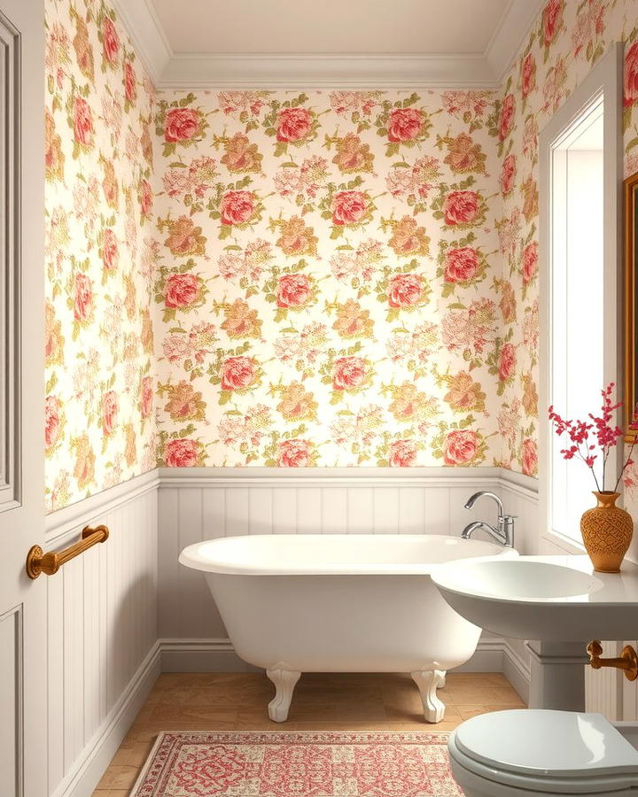 Floral Wallpaper for Timeless Patterns - 25 Traditional Bathroom Ideas