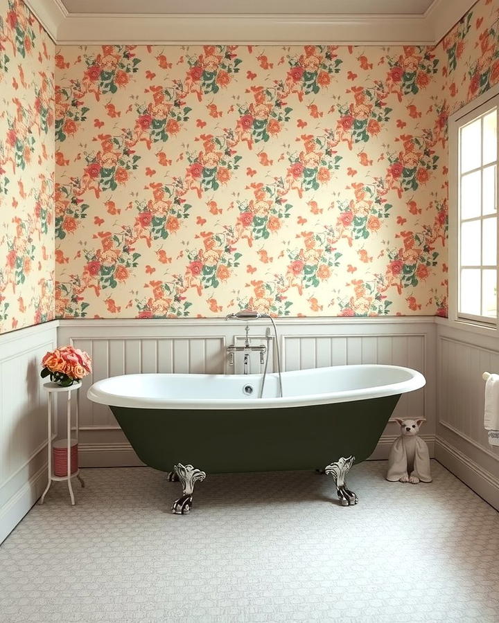 Floral Wallpaper for a Classic Touch - 25 Traditional Bathroom Ideas