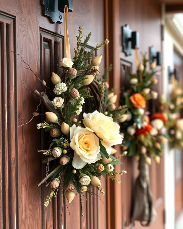 Floral Wreaths on Doors - 25 Rustic Porch Ideas