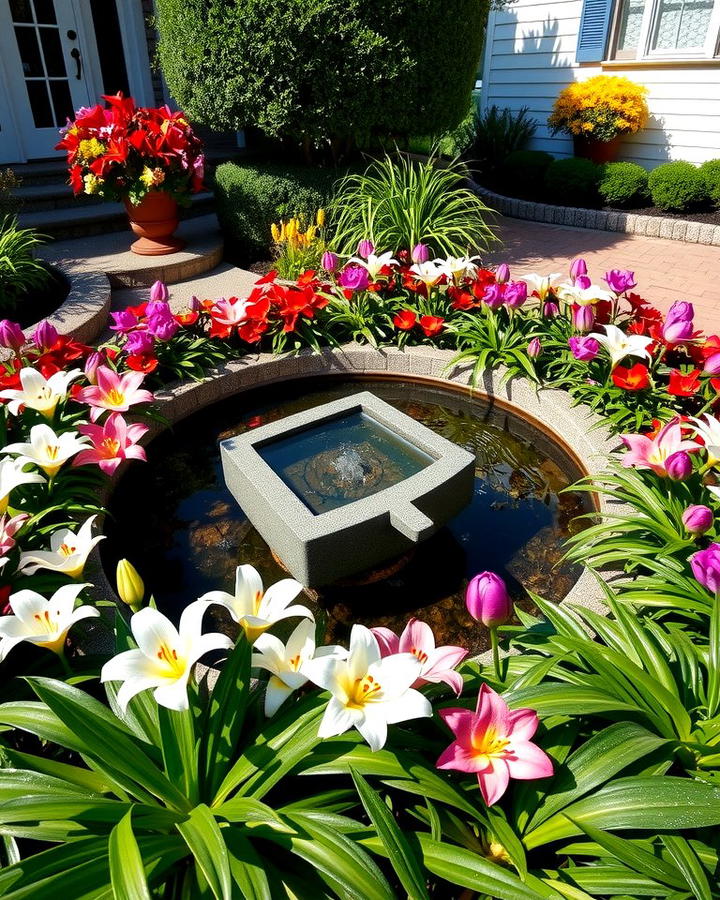 Flower Beds with Water Features - 30 Front Yard Flower Bed Ideas