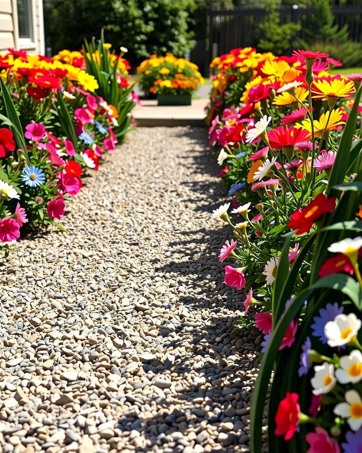 Flower Lined Paths - 25 Pea Gravel Walkway Ideas