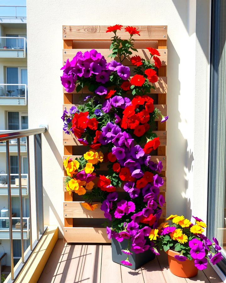 Flowering Pallet Display - 25 Vertical Pallet Garden Ideas