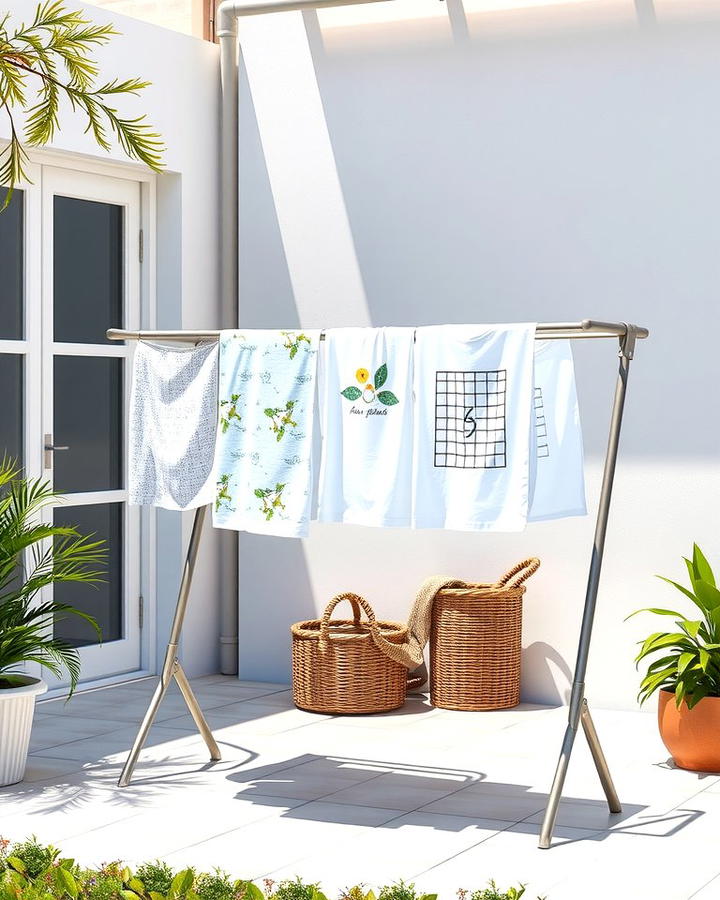 Foldable Drying Racks - 25 Outdoor Laundry Area Design Ideas