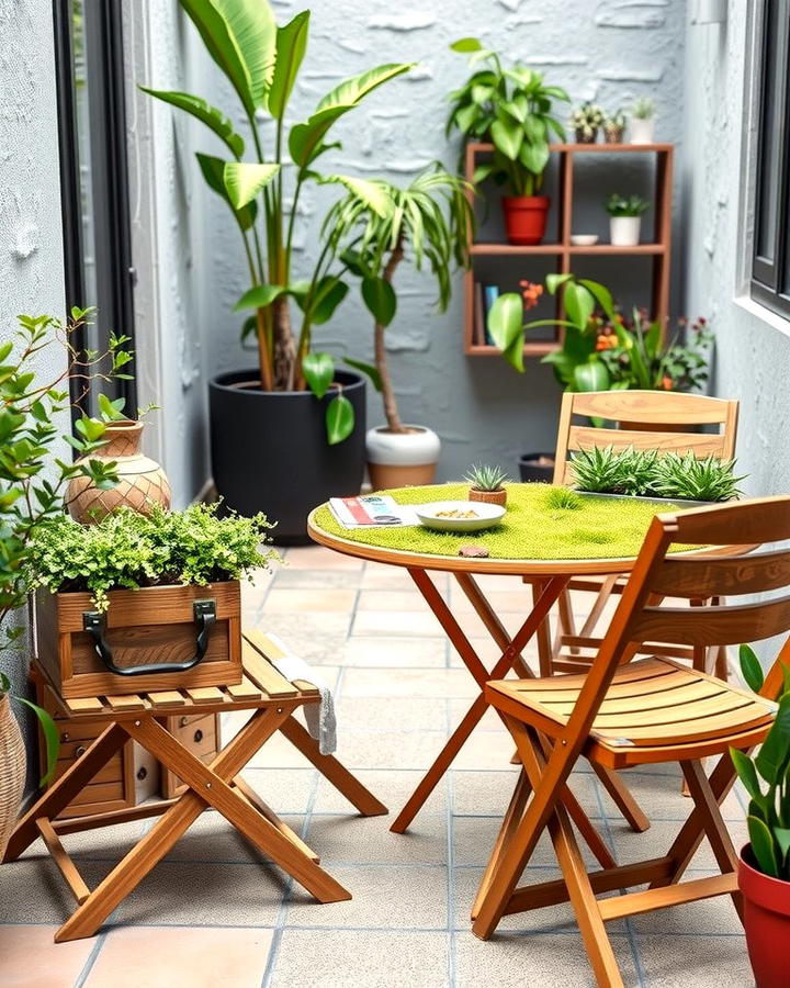 Foldable Furniture with Green Accents - 25 Patio Small Garden Ideas