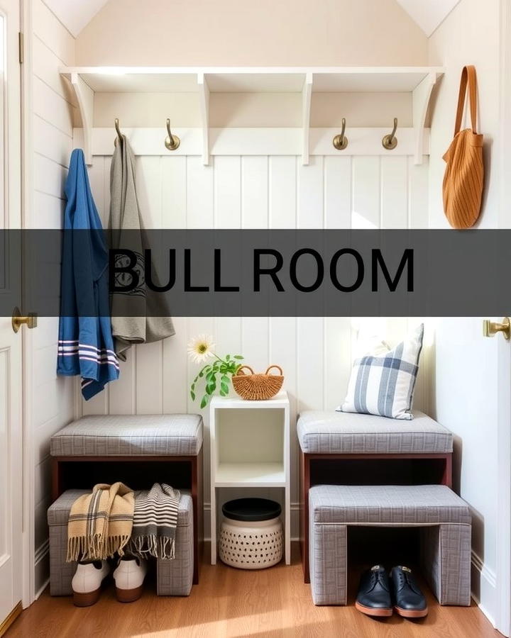 Foldable Storage Ottomans - 25 Small Mudroom Ideas