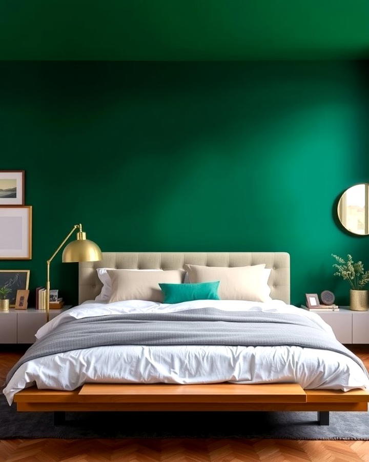 Forest Green Accent Wall for a Bold Statement - 30 Green Bedroom Ideas