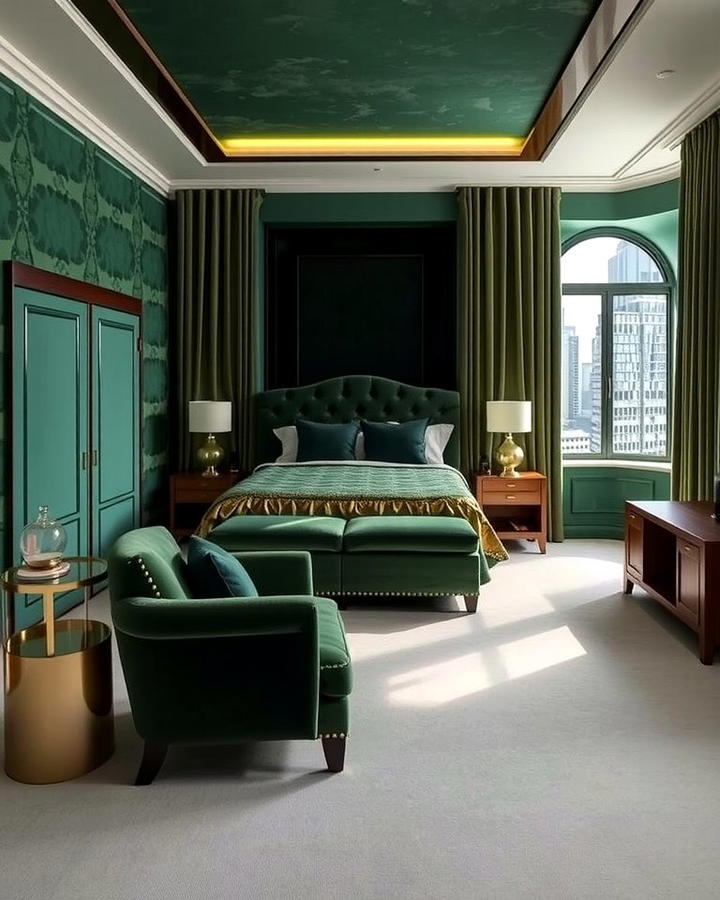 Forest Green Upholstery - 30 Green Bedroom Ideas