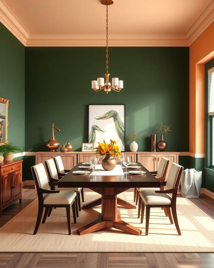 Forest Green and Soft Peach - 30 Two Tone Wall Paint Ideas