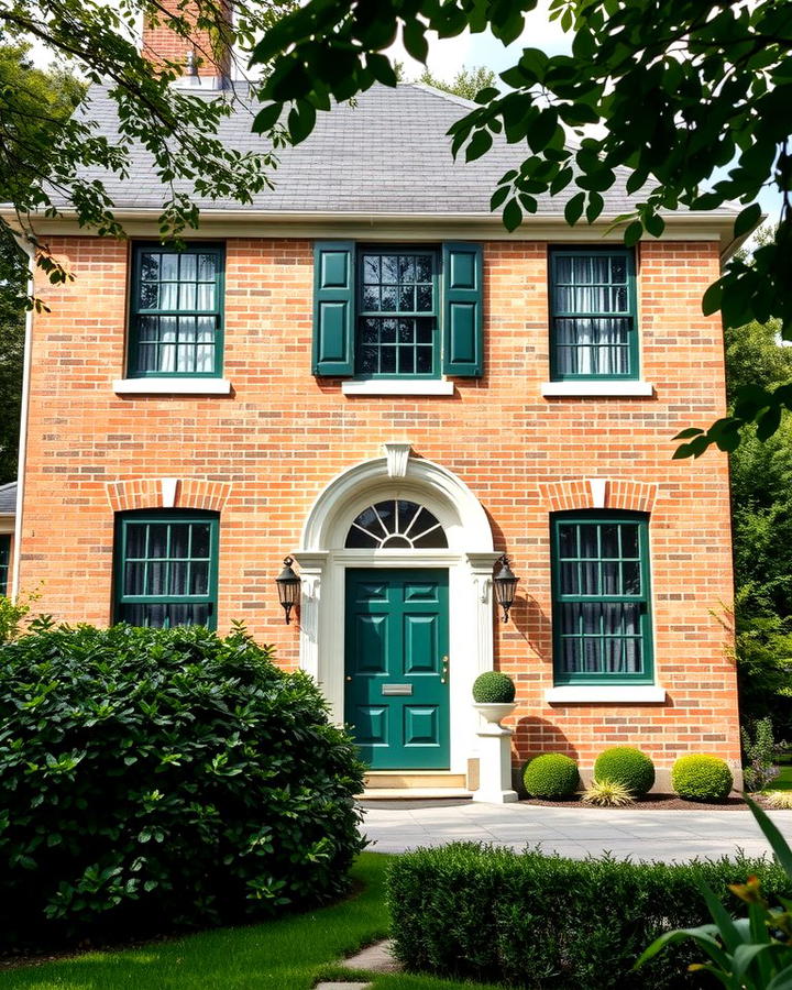 Forest Green and White - 30 Blonde Brick House Color Schemes