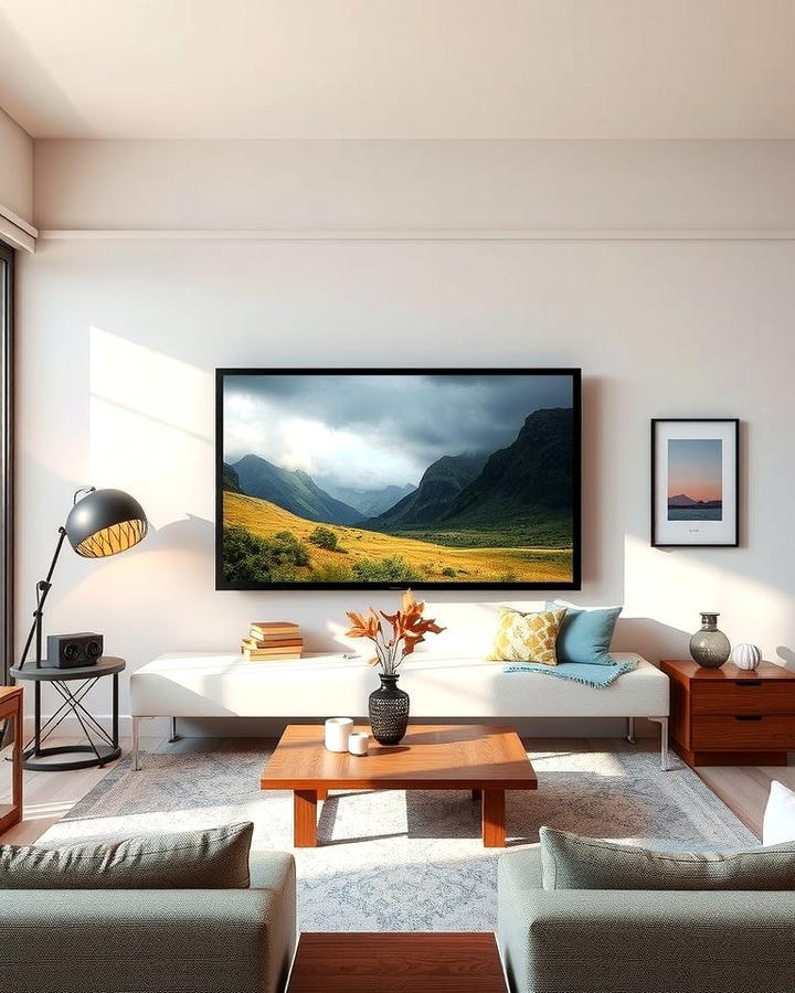 Frame TV for Artful Integration - 25 Small Living Room Ideas With Tv