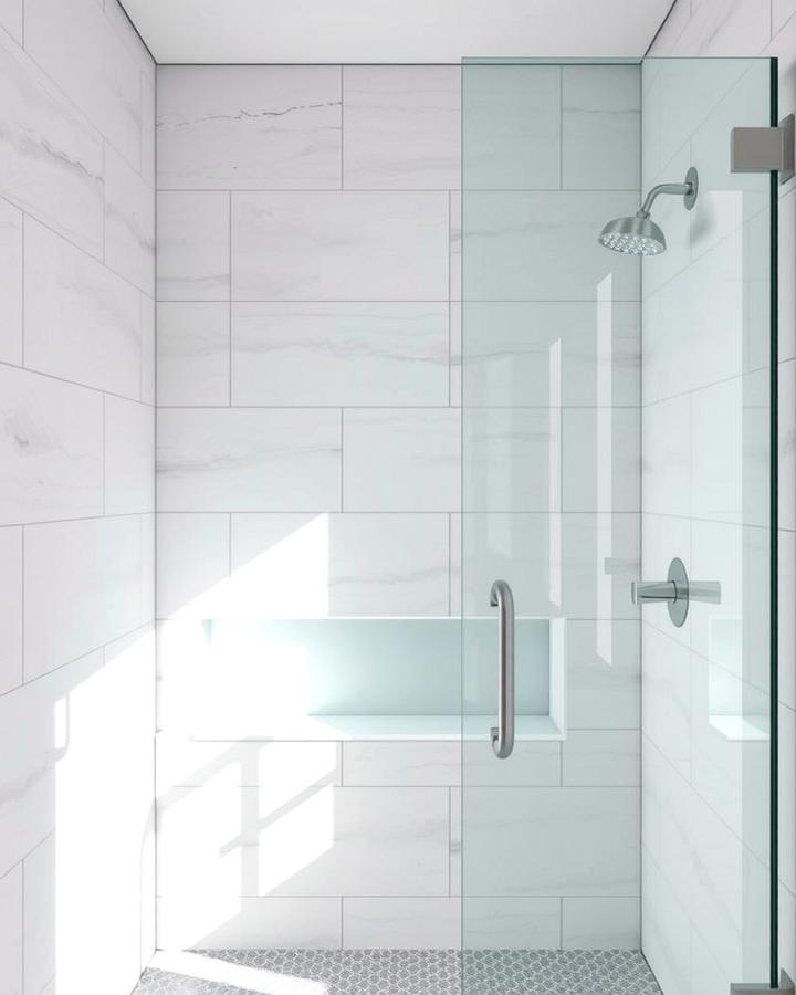 Frameless Glass Shower Niche for a Sleek Finish - 25 Shower Niche Ideas