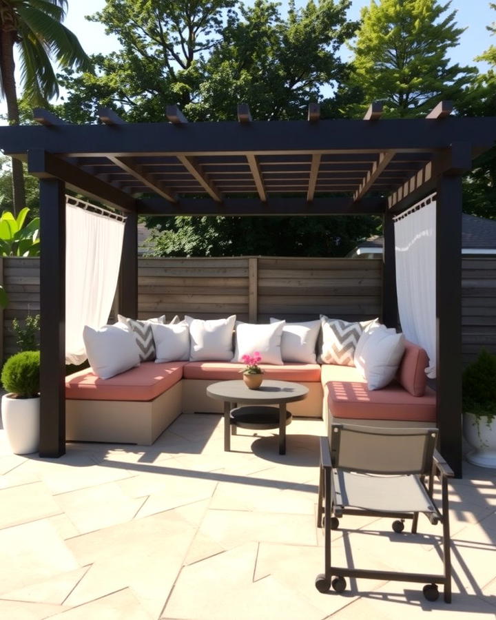 Freestanding Pergola with Built in Benches - 25 small patio pergola ideas