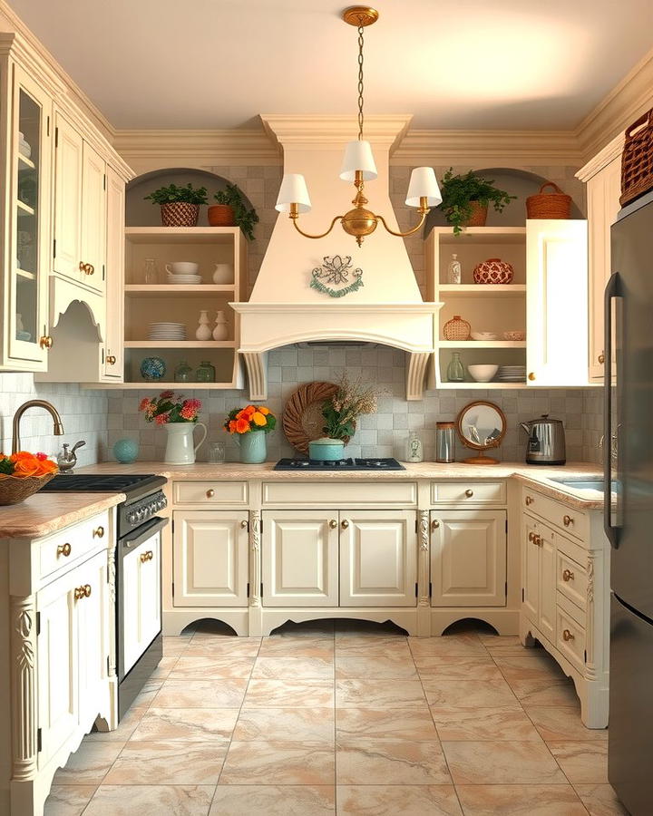 French Country Aesthetic - 25 Travertine Floor Kitchen Ideas