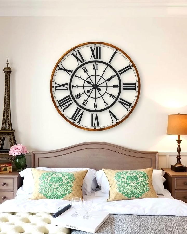 French Inspired Wall Clocks - 25 Paris-themed Bedroom Ideas