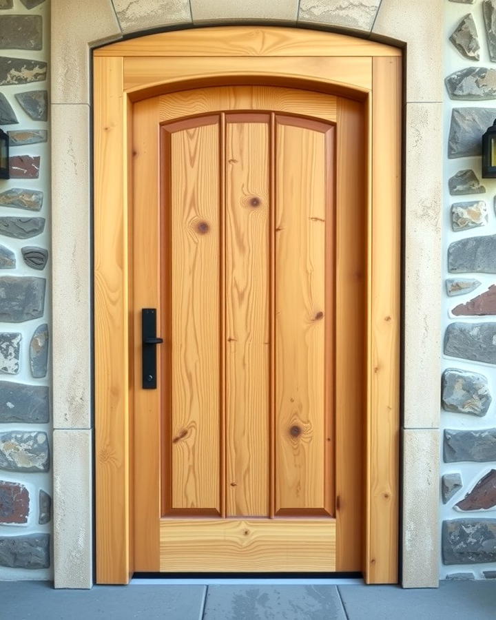 Front Door with Natural Wood Finish - 25 Rustic Front Door Ideas