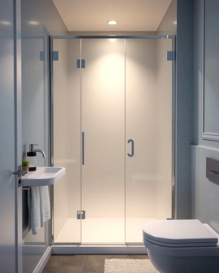 Frosted Glass Enclosure - 25 Small Bathroom Walk-in Shower Ideas