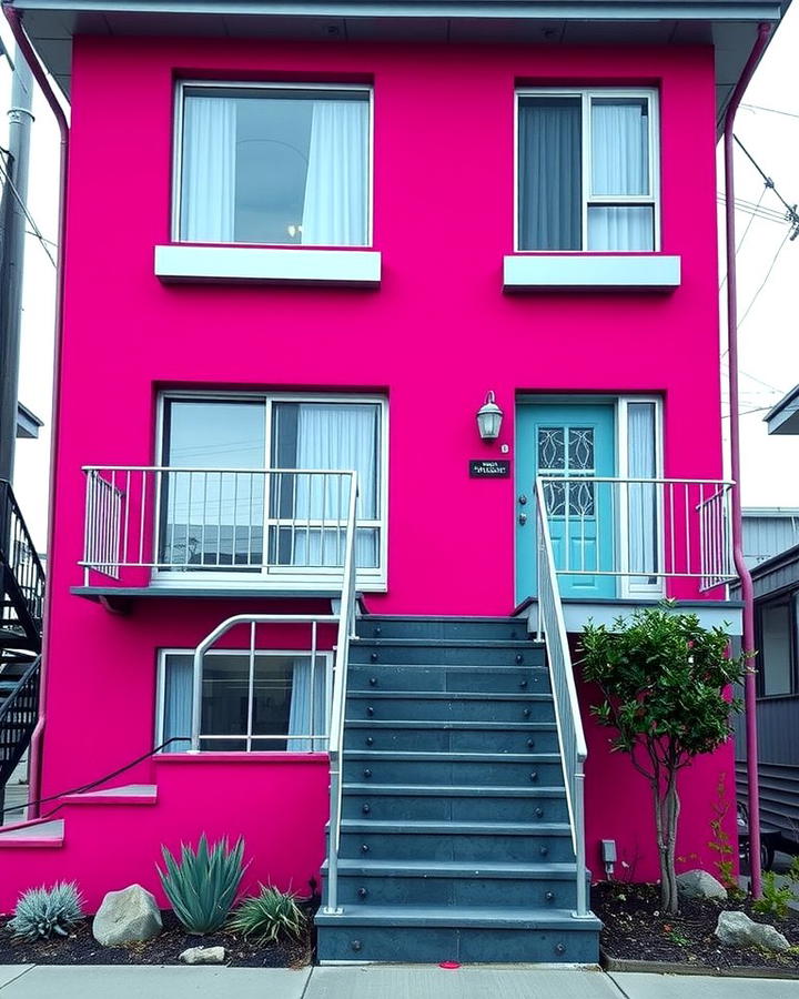 Fuchsia Pink with Silver Accents - 25 Pink House Exterior Ideas