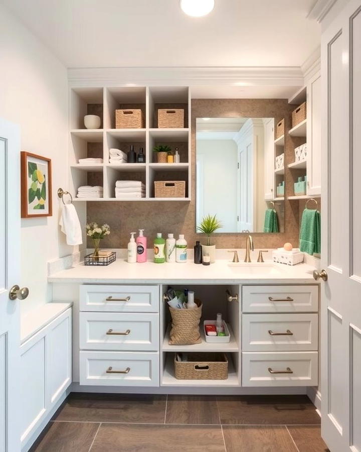 Functional Vanity with Storage - 25 Teen Bathroom Ideas