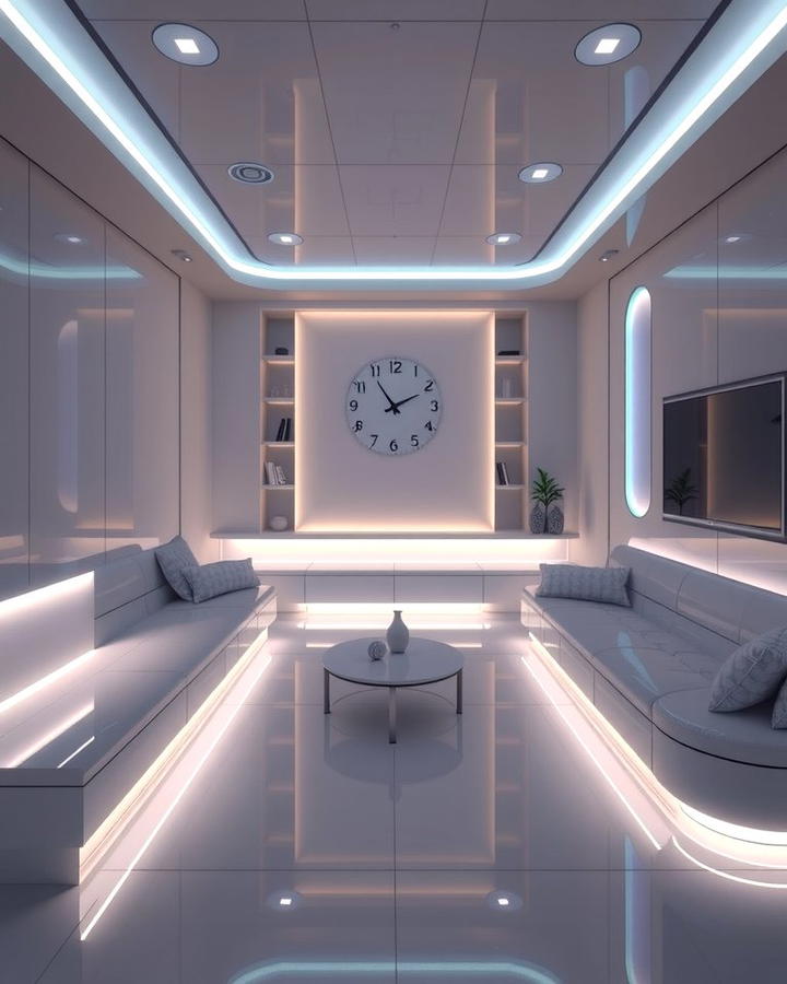 Futuristic LED Lighting - 25 Sunken Living Room Ideas