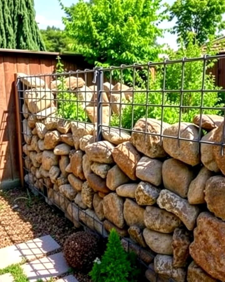 Gabion Fence for Rustic Appeal - 25 Small Garden Fence Ideas