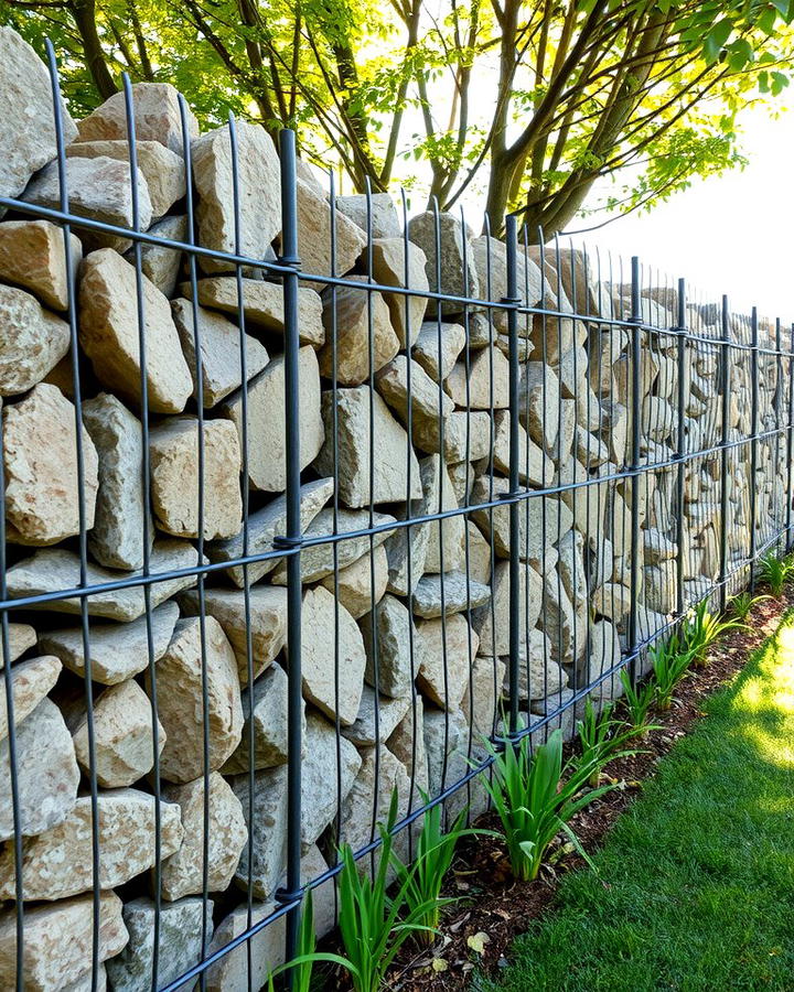 Gabion Wall Fence - 25 Small Garden Fence Ideas