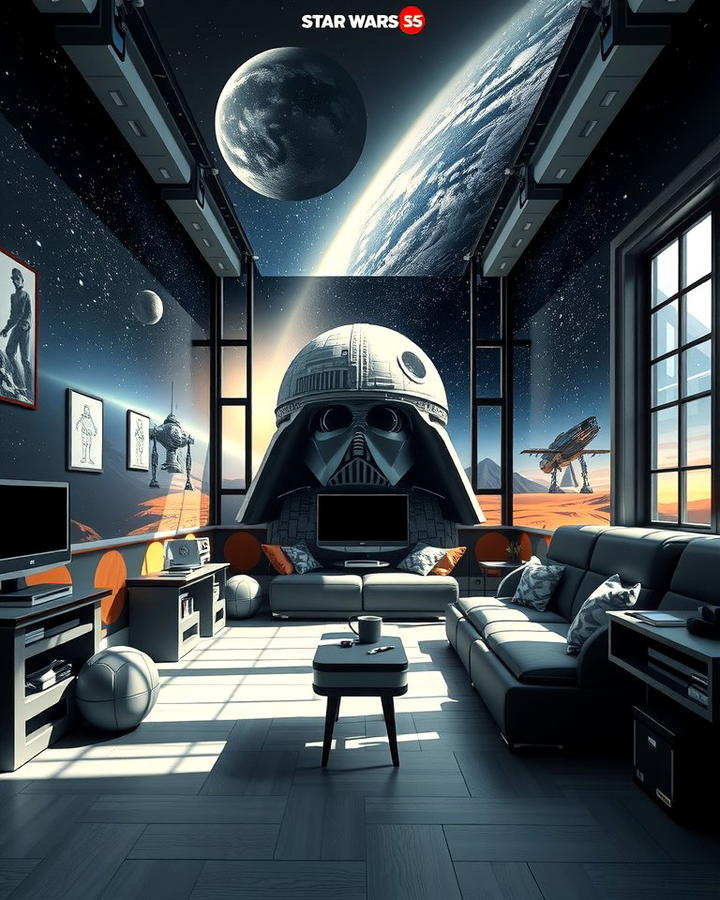 Galactic Wall Murals - 25 Star Wars Room Ideas