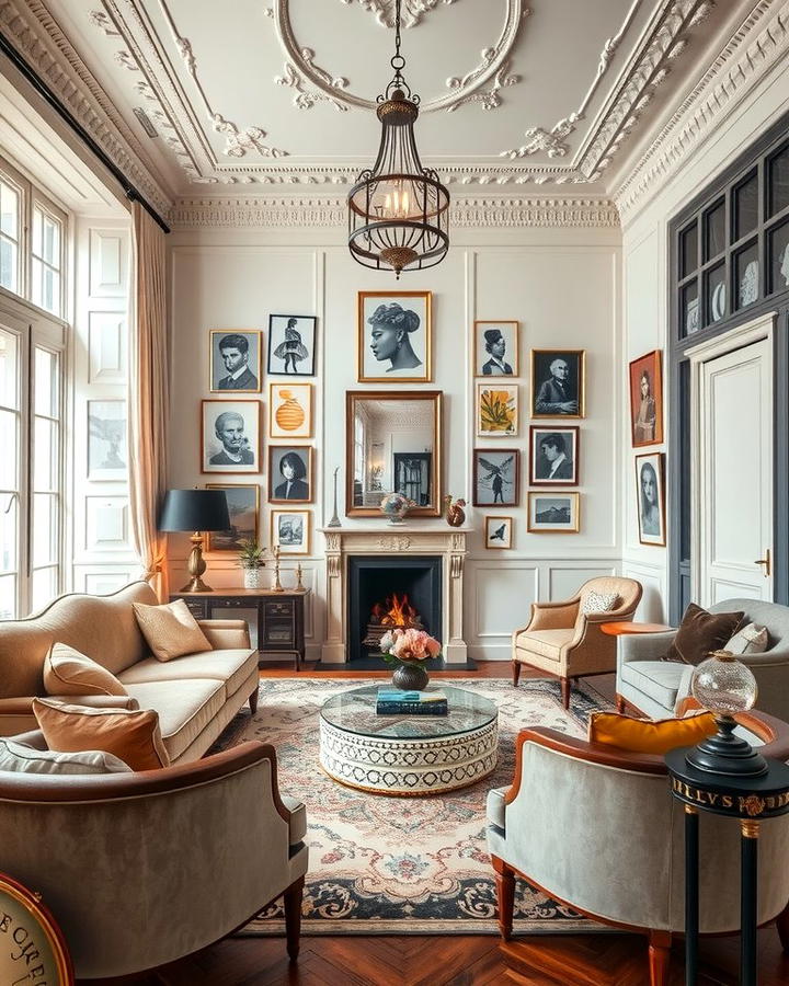 Gallery Style Art Displays - 25 Parisian-style Living Room Ideas