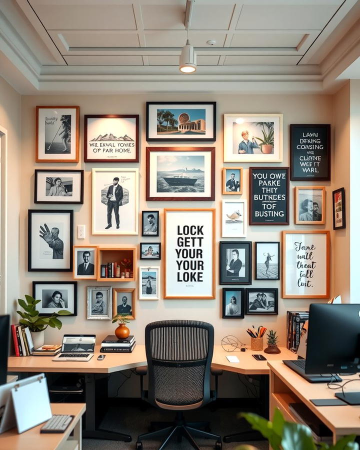 Gallery Wall Display - 25 Office Accent Wall Ideas