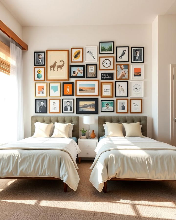 Gallery Wall Display - 25 Twin Bedroom Ideas