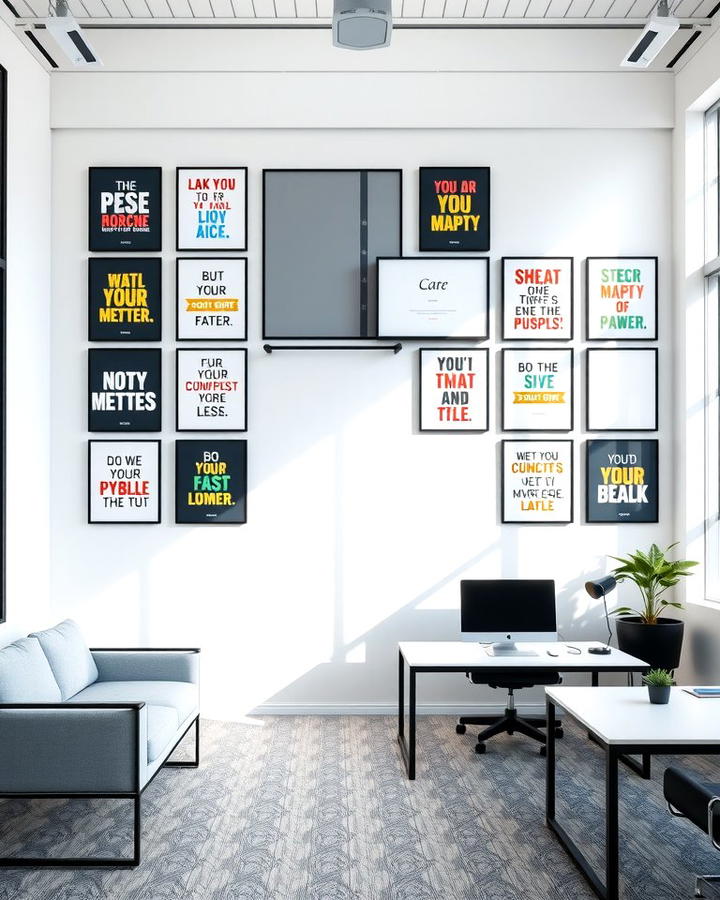 Gallery Wall of Inspirational Quotes - 25 Office Wall Decor Ideas