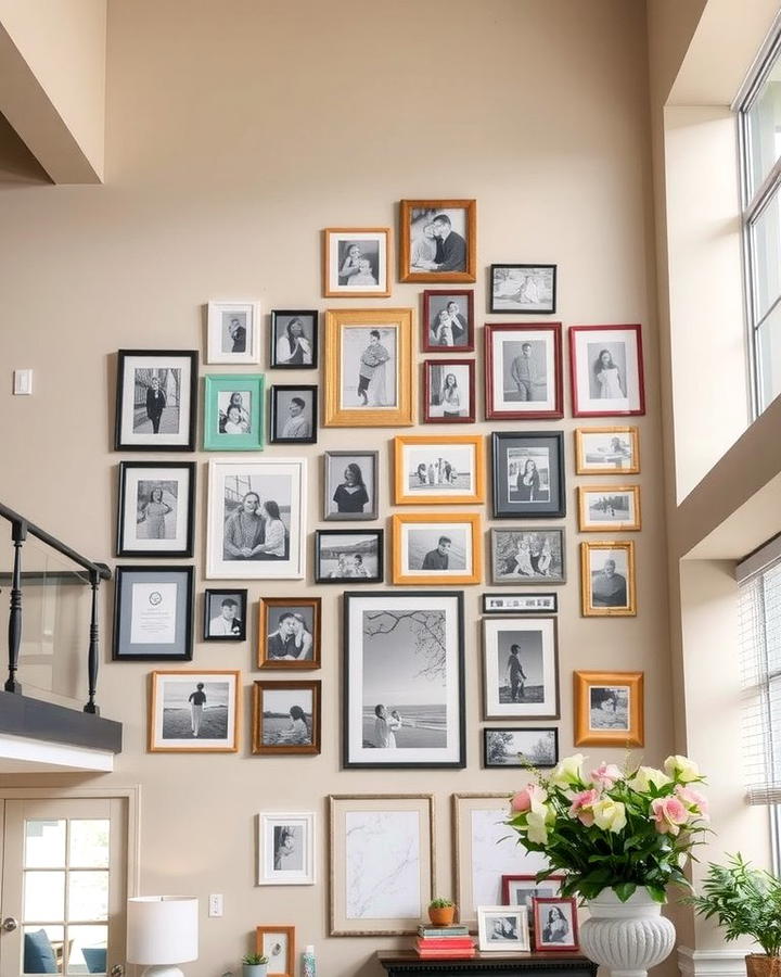 Gallery Walls with Mixed Frames - 30 High Ceiling Tall Wall Decor Ideas