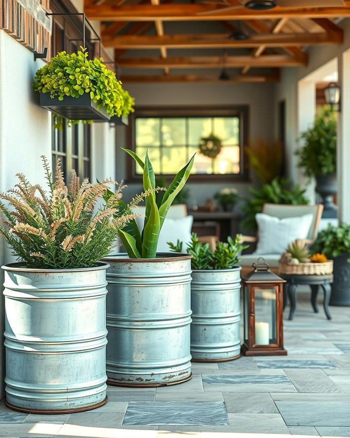 Galvanized Metal Accents - 30 Farmhouse Patio Ideas