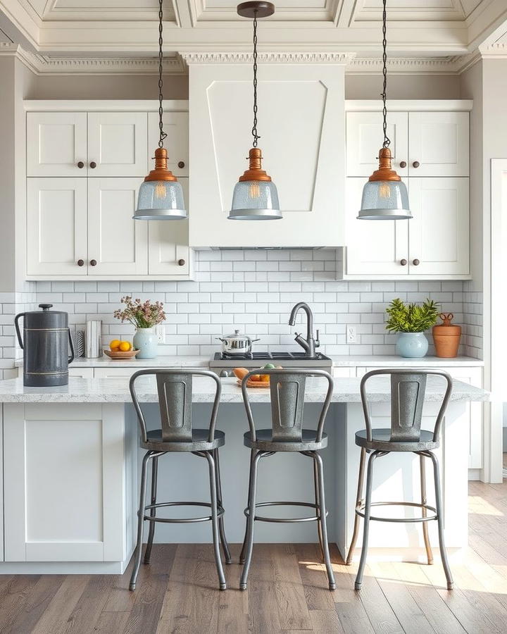 Galvanized Metal Accents - 30 White Farmhouse Kitchen Ideas