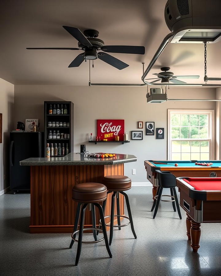 Game Room with a Bar Area - 30 Garage Game Room Ideas