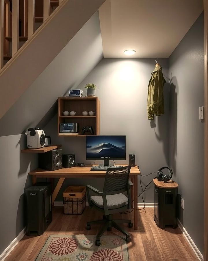 Gaming Nook Under the Stairs - 25 Small Game Room Ideas