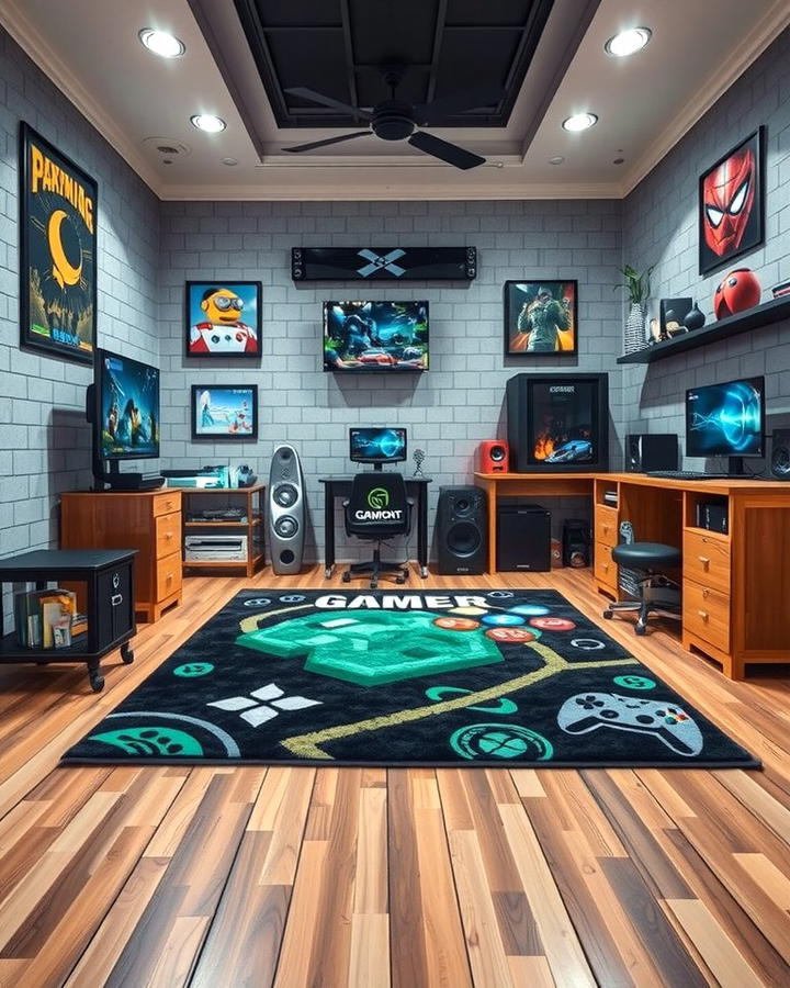 Gaming Themed Rugs - 25 Small Game Room Ideas