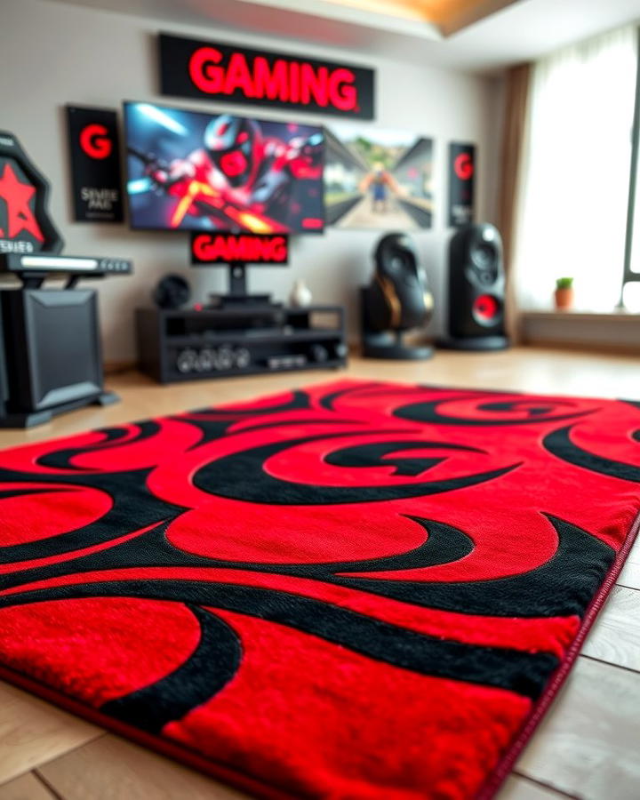 Gaming Themed Rugs - 25 Red and Black Gaming Setup Ideas