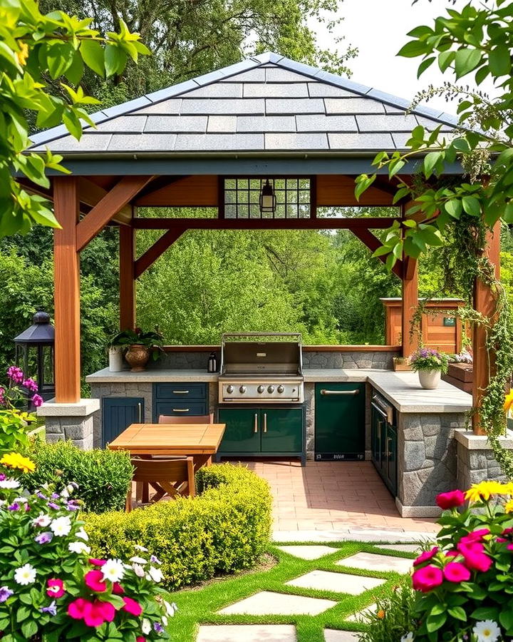 Garden Themed Gazebo Kitchen - 30 Outdoor Kitchen with a Gazebo Ideas