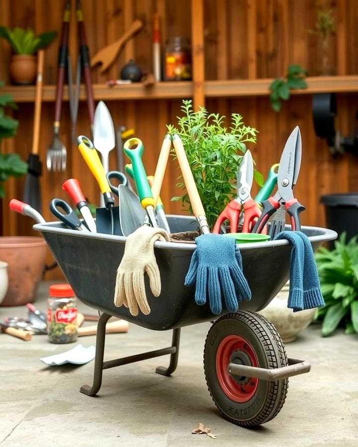 Garden Tool Organizer - 25 Old Wheelbarrow Ideas