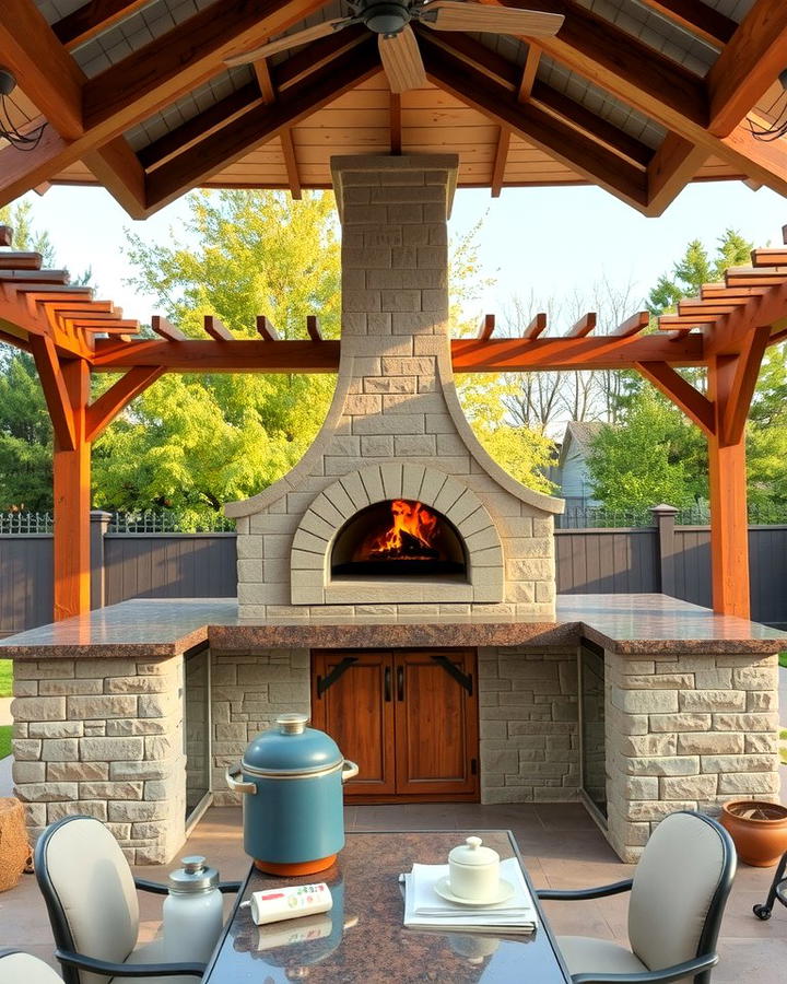 Gazebo with Built In Pizza Oven - 30 Outdoor Kitchen with a Gazebo Ideas