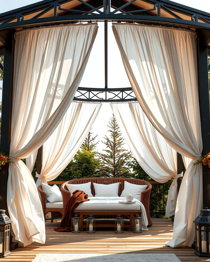 Gazebo with Curtains - 25 Shady Garden Ideas