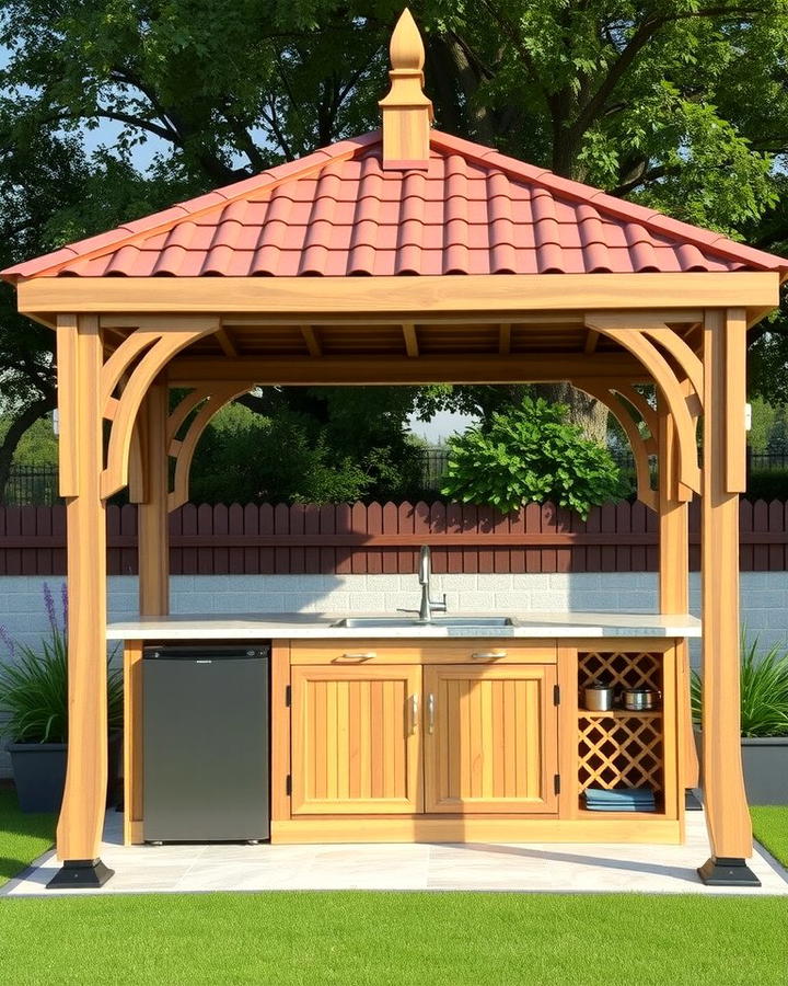 Gazebo with Outdoor Sink and Prep Station - 30 Outdoor Kitchen with a Gazebo Ideas