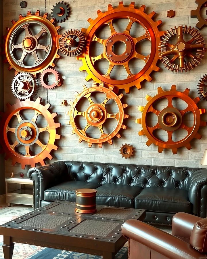 Gear and Cog Wall Art - 25 Steampunk Interior Design Ideas