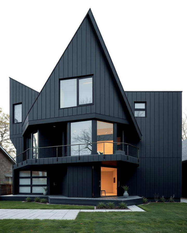 Geometric Black Architecture - 25 Modern Black Houses