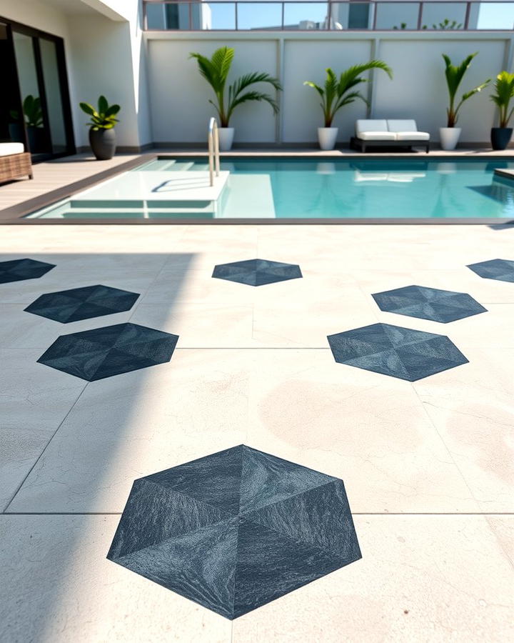 Geometric Designs - 25 Stamped Concrete Pool Deck Ideas