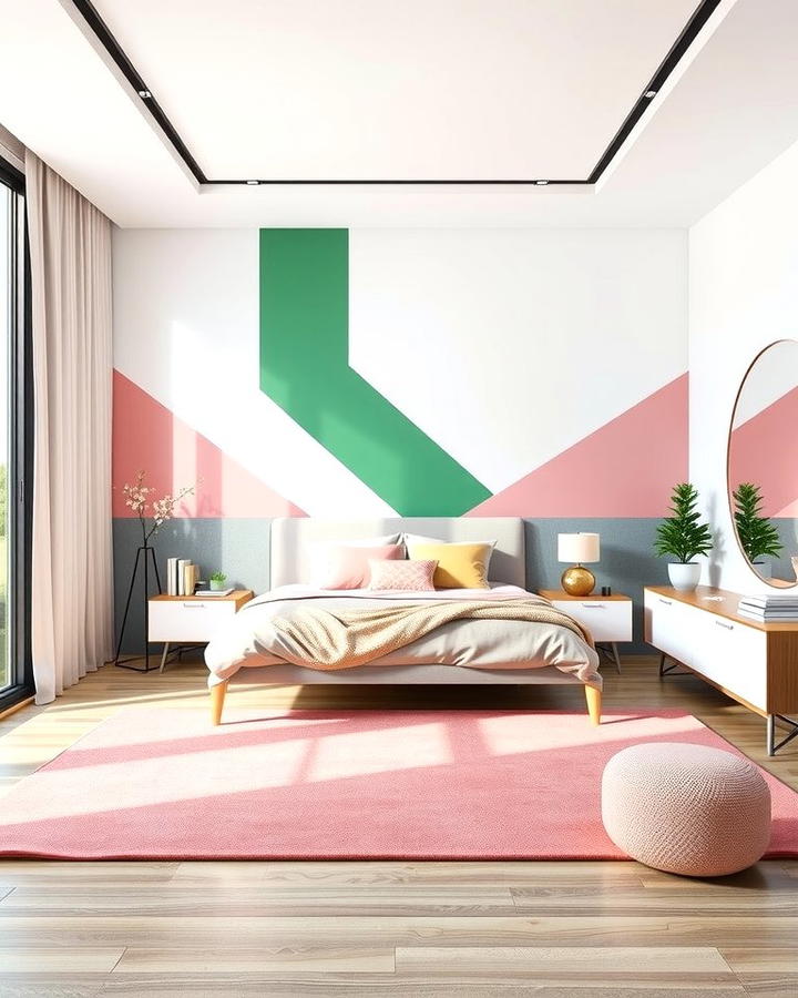 Geometric Designs for Modern Flair - 25 Pink and Green Bedroom Ideas