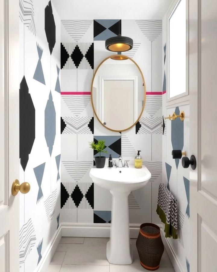 Geometric Designs - 25 Powder Room Wallpaper Ideas