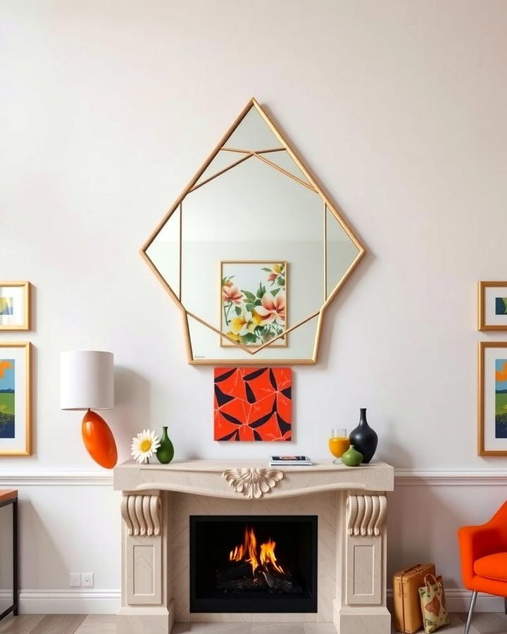 Geometric Mirror for a Contemporary Edge - 25 Mirror Over Fireplace Ideas