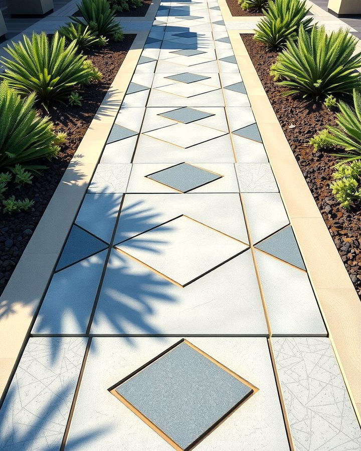 Geometric Pattern Walkway - 30 Stepping Stone Walkway Ideas